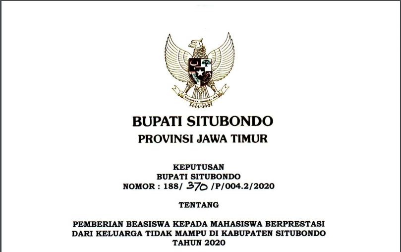 Pengumuman Penerima Beasiswa Situbondo Unggul 2020