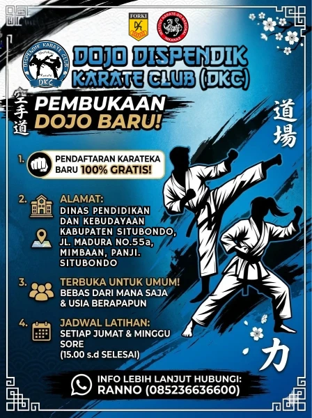 Dojo Dispendik Karate Club (DKC) membuka pendaftaran