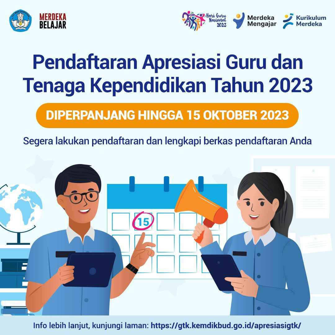 Pendaftaran Apresiasi GTK Tahun 2023 diperpanjang